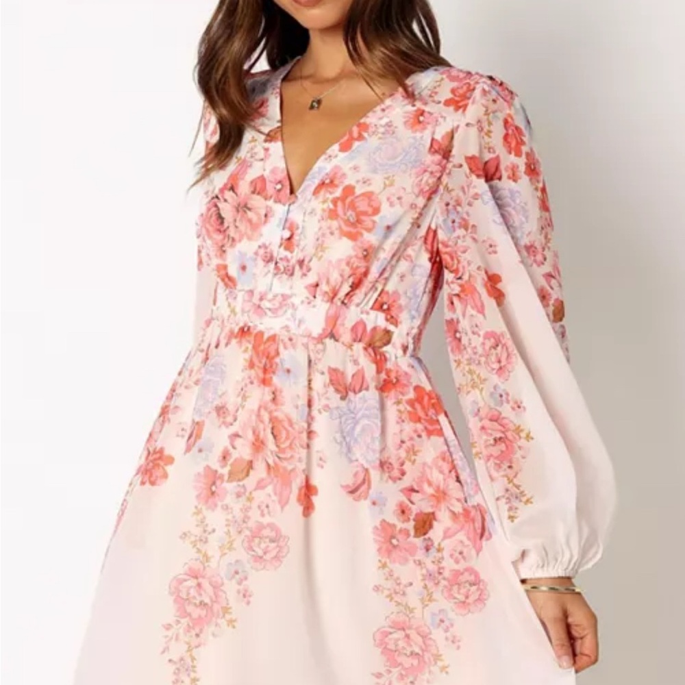 Petal & Pup Pink Floral Long Sleeve Dress